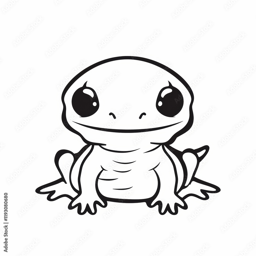 Cute Newt Vector Logo Design With Clean Outline in Black and White Cute Newt Vector Logo Design With Clean Outline in Black and White