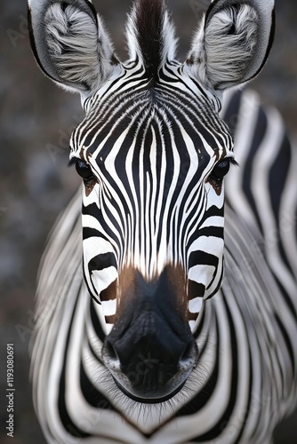 Striking close-up of zebra showcasing unique black and white str