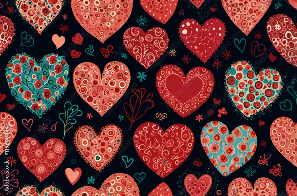 Fototapeta premium seamless pattern with hearts