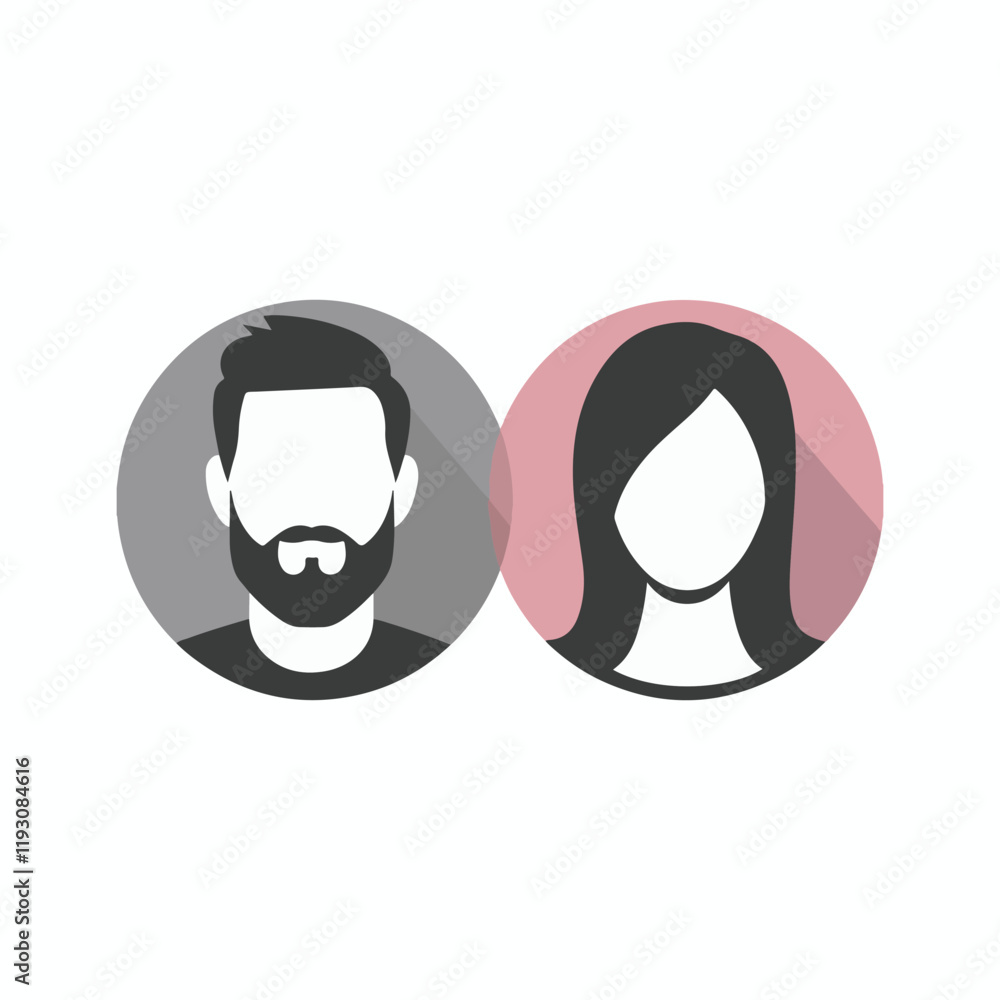 Male and female face silhouette or icon. Man and woman avatar profile. Unknown or anonymous person. Vector illustration. Male and female face silhouette or icon. Man and woman avatar profile. Unknown or anonymous person. Vector illustration.