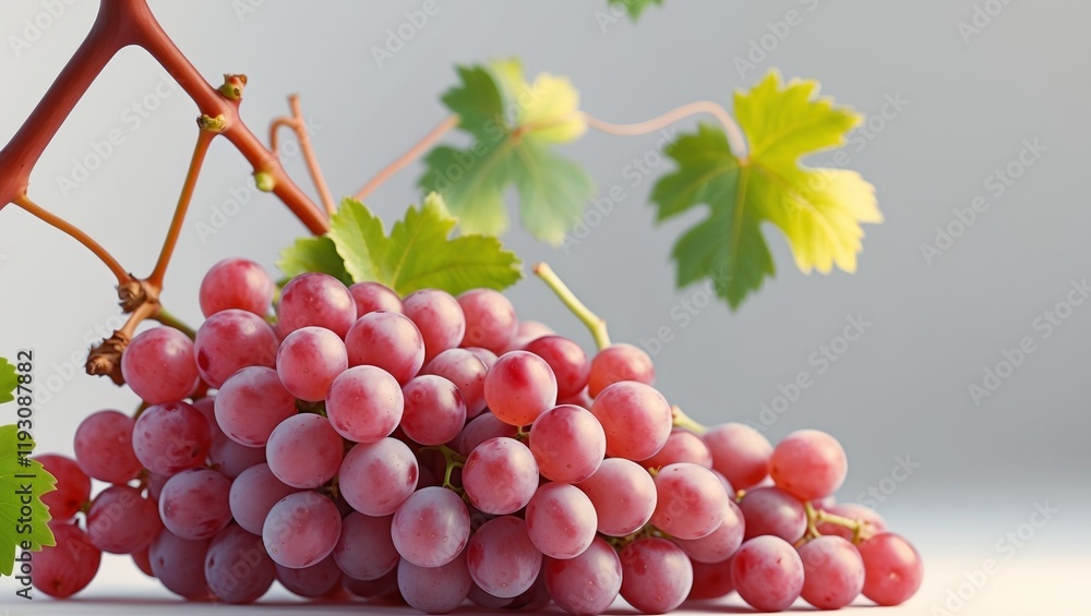 Fototapeta premium Vibrant Fresh Red Grapes Cluster on the Vine Showcasing the Natural Beauty of this Nutritious Fruit