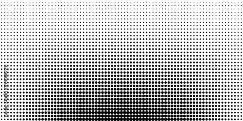Dotted halftone gradient texture. Vanishing polka dot background. Repeating dots gradation pattern background. Black fading comic pop art overlay backdrop.