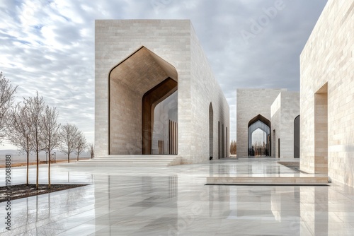 The iconic Oliy Majlis building in Tashkent, with its modern design blending seamlessly with traditional Uzbek motifs photo