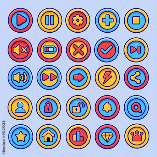 Set button for mobile game cartoon ui button game interface