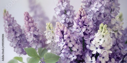 Delicate Lavender Lilac Blossoms Close Up Soft Pastel Bouquet photo