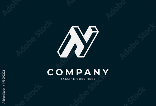 Initial NY Monogram Logo, letter N Y with monoline design logo inspiration, vector illustration