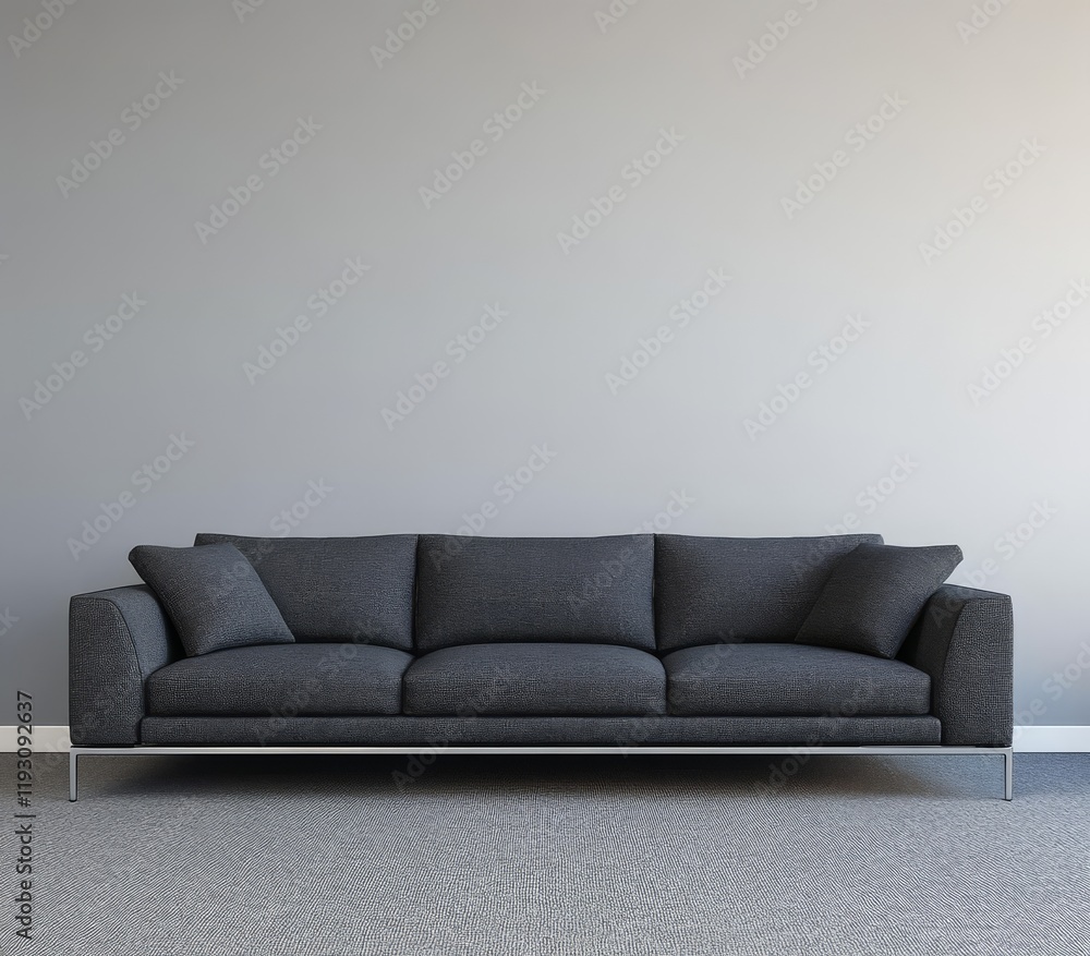 A stylish contemporary living room featuring an elegant grey sofa. A stylish contemporary living room featuring an elegant grey sofa.