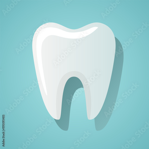 Tooth. Vector clipart isolated on blue background.