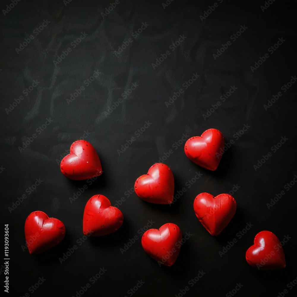 Fototapeta premium red hearts on black background