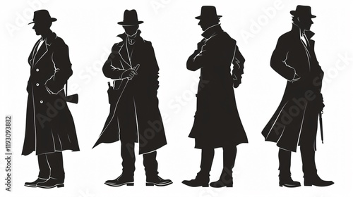 Detective Character Silhouette Vector Illustration for Graphic Design Projects