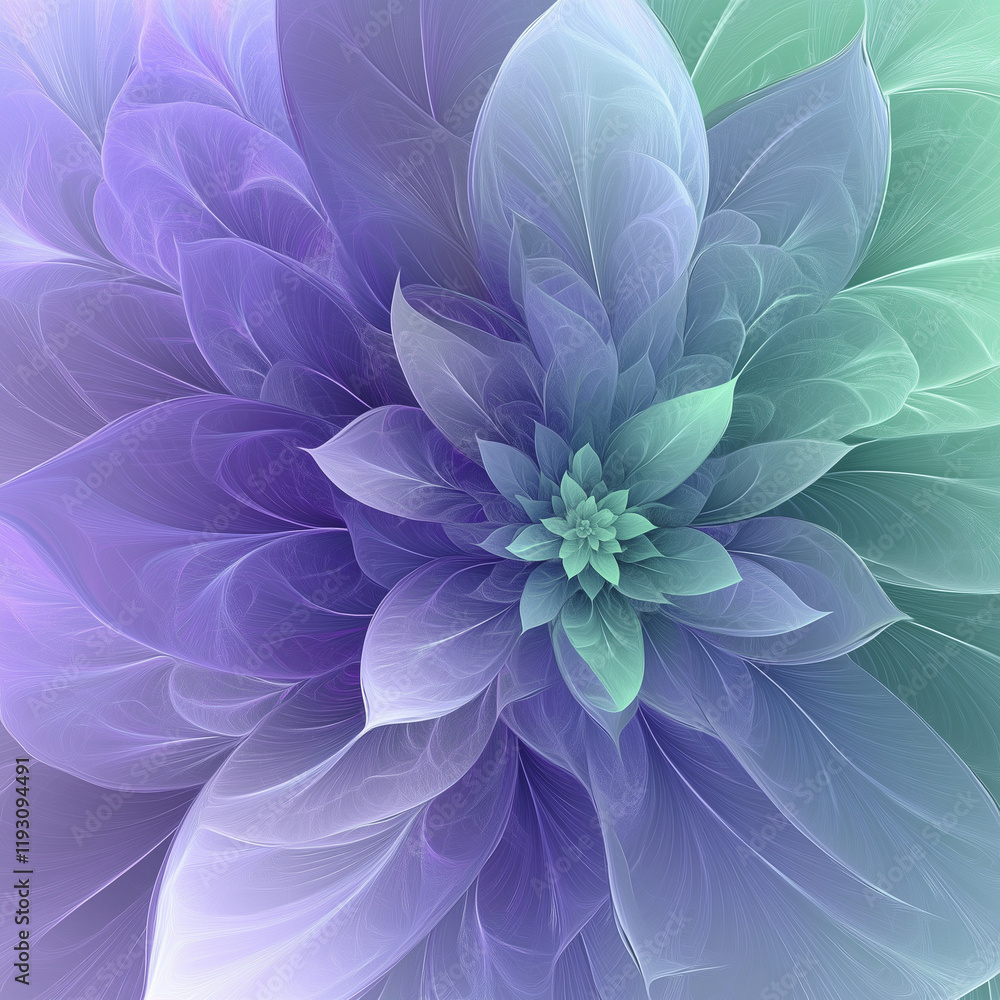 Obraz premium Abstract Harmony in Purple and Green, abstract purple flower