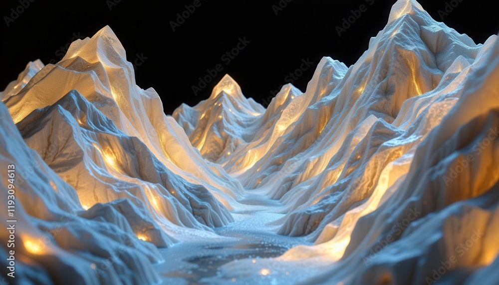 Naklejka premium Crystal Mountains with Cascading Waterfalls
