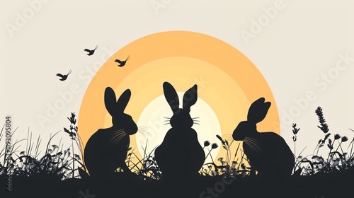 Abstract Rabbit Silhouette Vector Illustrations for Graphic Design Projects
