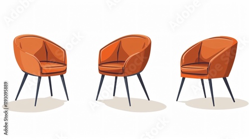 Modern Public Places Chairs on White Background for Interior Designers and Architects