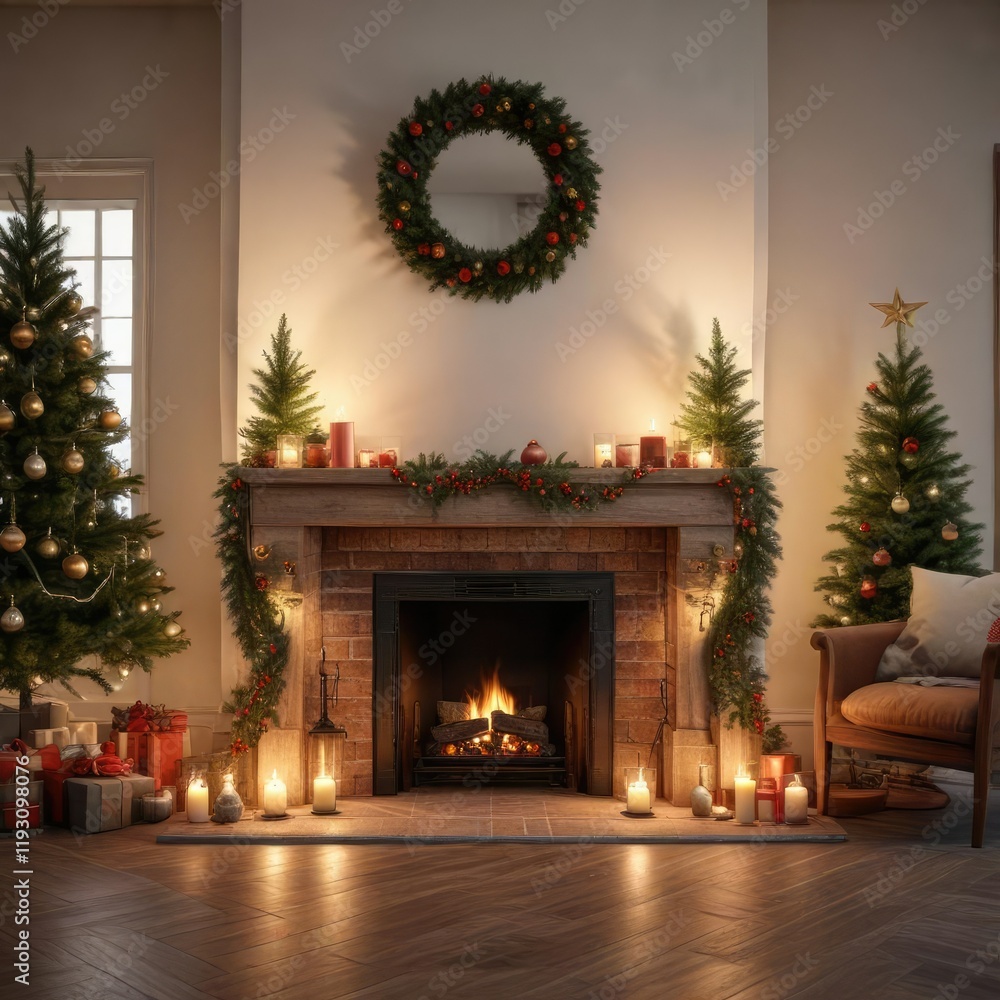 a beautifully decorated fireplace is centered around a small Christmas tree, twinkling lights, fireplace christmas tree a beautifully decorated fireplace is centered around a small Christmas tree, twinkling lights, fireplace christmas tree