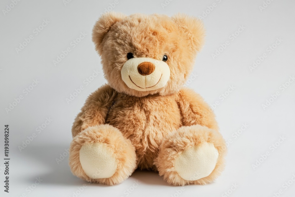 Soft teddy bear with warm smile, inviting cuddles and comfort fo Soft teddy bear with warm smile, inviting cuddles and comfort fo