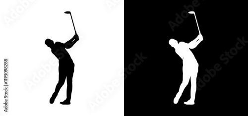 Silhouette of a golfer. Vector illustration image.