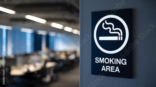 A sign for designated smoking area in the workplace for business use and commercial purposes