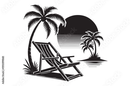 beach chair vector silhouette