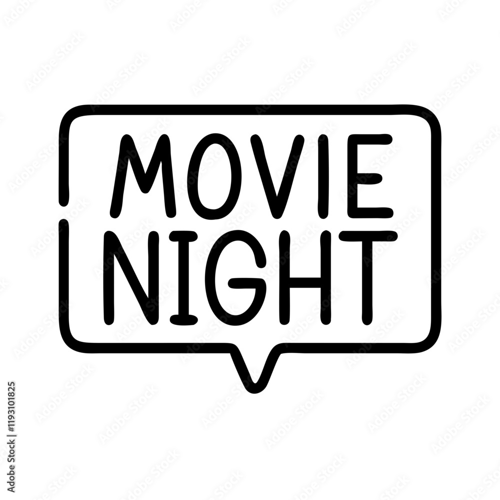 movie night text icon, movie night text line art - simple line art of movie night text, perfect for movie night text logos and icons and themed design movie night text icon, movie night text line art - simple line art of movie night text, perfect for movie night text logos and icons and themed design
