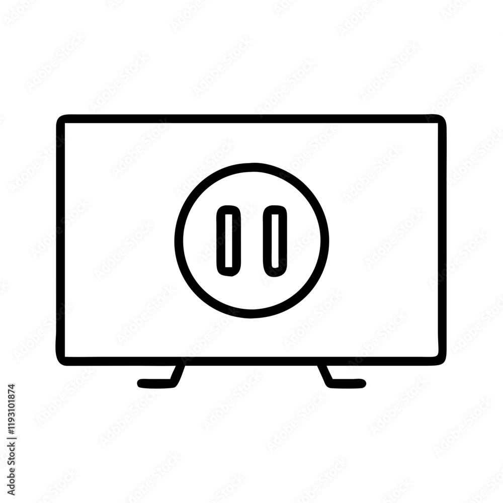 pause button on tv icon, pause button on tv line art - simple line art of pause button on tv, perfect for pause button on tv logos and icons and themed design pause button on tv icon, pause button on tv line art - simple line art of pause button on tv, perfect for pause button on tv logos and icons and themed design