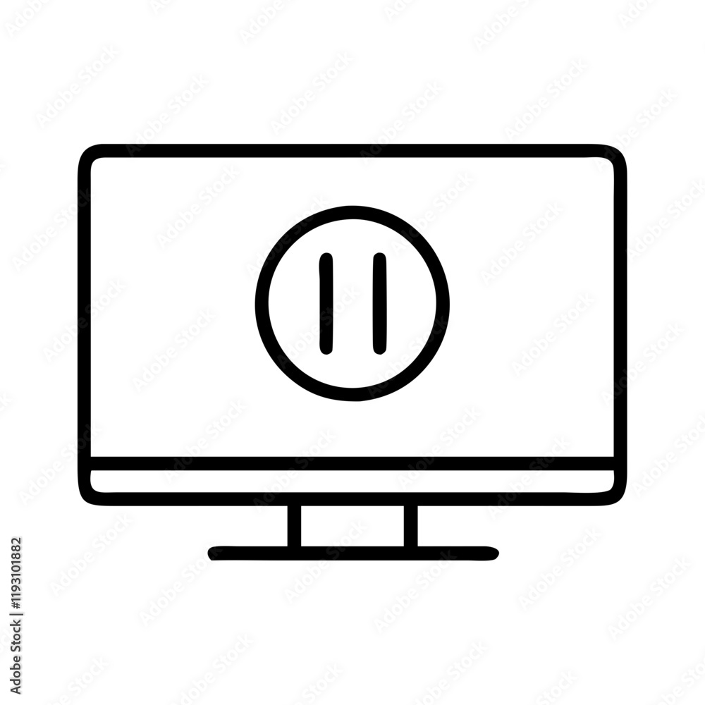 pause button on tv icon, pause button on tv line art - simple line art of pause button on tv, perfect for pause button on tv logos and icons and themed design pause button on tv icon, pause button on tv line art - simple line art of pause button on tv, perfect for pause button on tv logos and icons and themed design