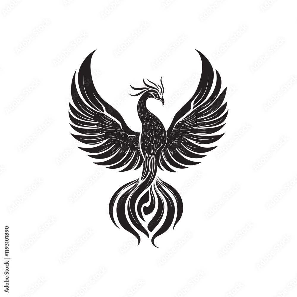 Obraz premium Majestic Phoenix Bird Vector Illustration from Mythology 