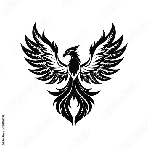 Majestic Phoenix Bird Vector Illustration from Mythology
