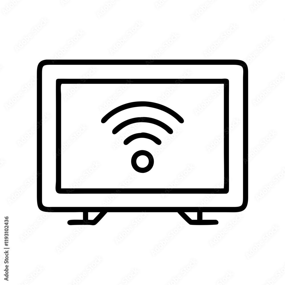 tv with wi fi symbol icon, tv with wi fi symbol line art - simple line art of tv with wi fi symbol, perfect for tv with wi fi symbol logos and icons and themed design tv with wi fi symbol icon, tv with wi fi symbol line art - simple line art of tv with wi fi symbol, perfect for tv with wi fi symbol logos and icons and themed design