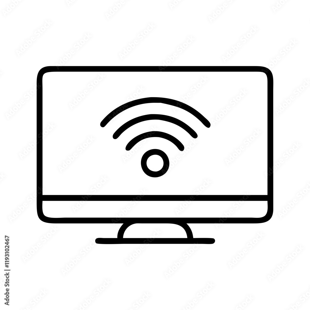 tv with wi fi symbol icon, tv with wi fi symbol line art - simple line art of tv with wi fi symbol, perfect for tv with wi fi symbol logos and icons and themed design tv with wi fi symbol icon, tv with wi fi symbol line art - simple line art of tv with wi fi symbol, perfect for tv with wi fi symbol logos and icons and themed design
