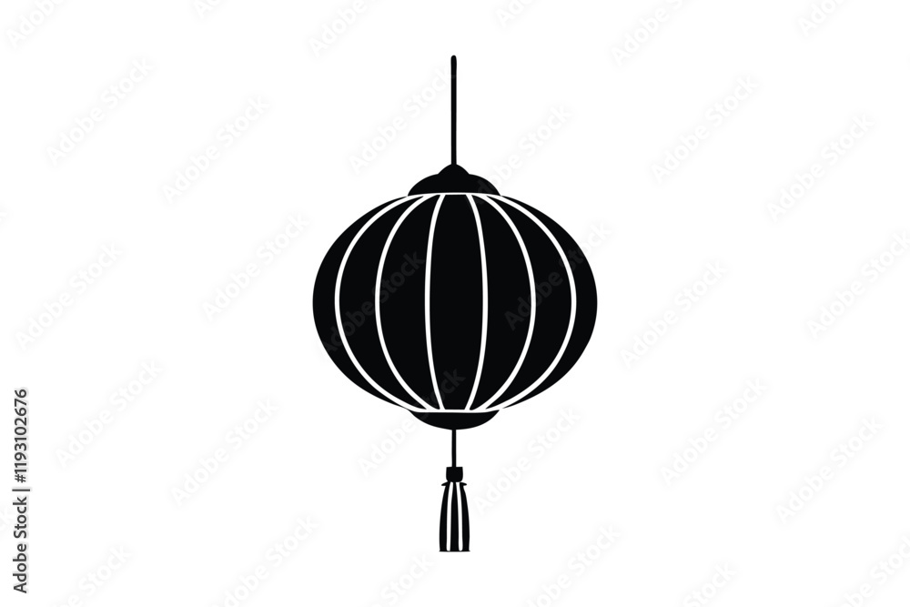 Obraz premium Silhouette illustration of a traditional Chinese lantern like small drum and connected by a string.eps
