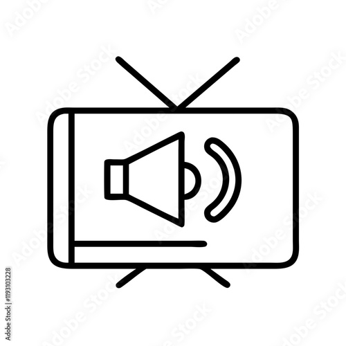 tv volume mute icon, tv volume mute line art - simple line art of tv volume mute, perfect for tv volume mute logos and icons and themed design