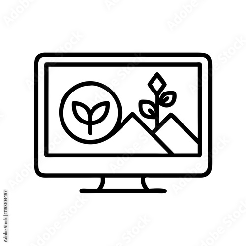 tv with a nature documentary icon, tv with a nature documentary line art - simple line art of tv with a nature documentary, perfect for tv with a nature documentary logos and icons and themed design