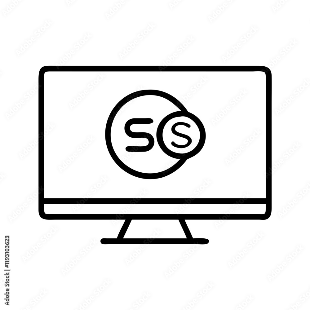 tv with a sports channel logo icon tv with a sports channel logo icon