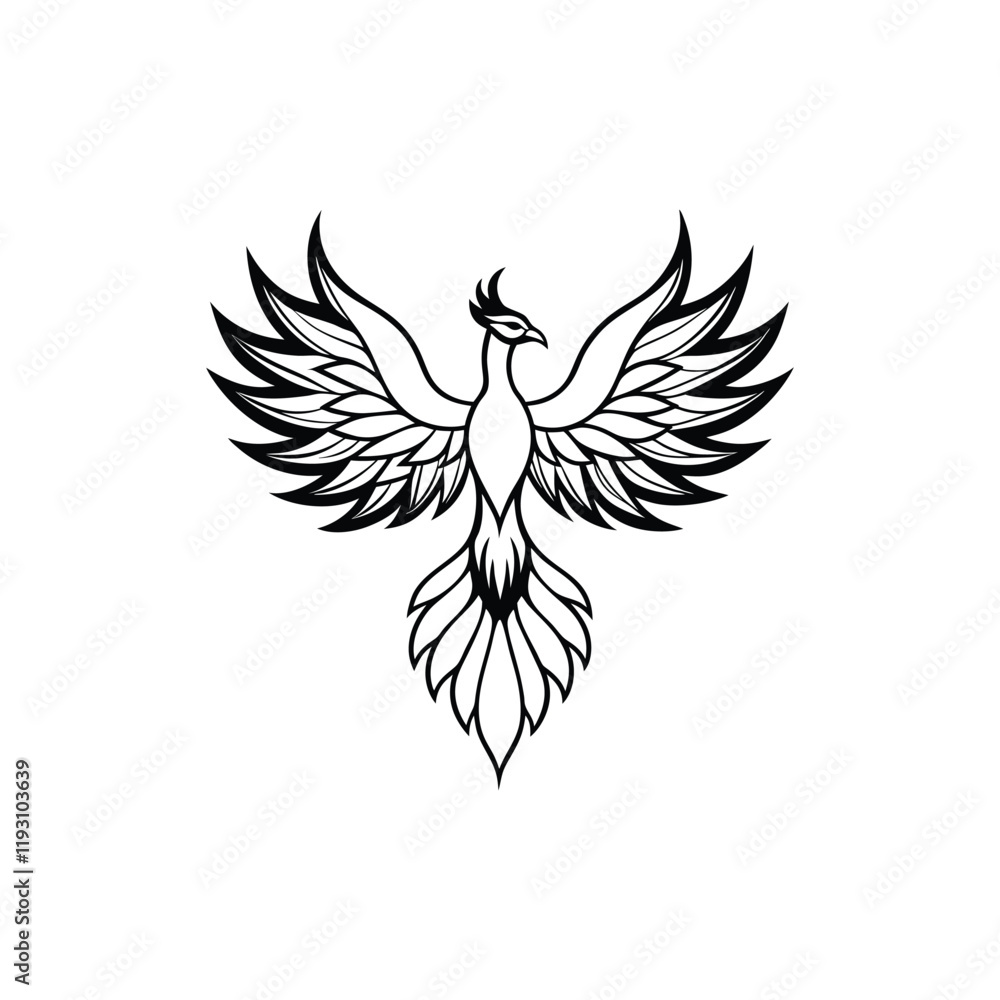 Obraz premium Mythological Phoenix Bird Vector Art for Creative Projects 