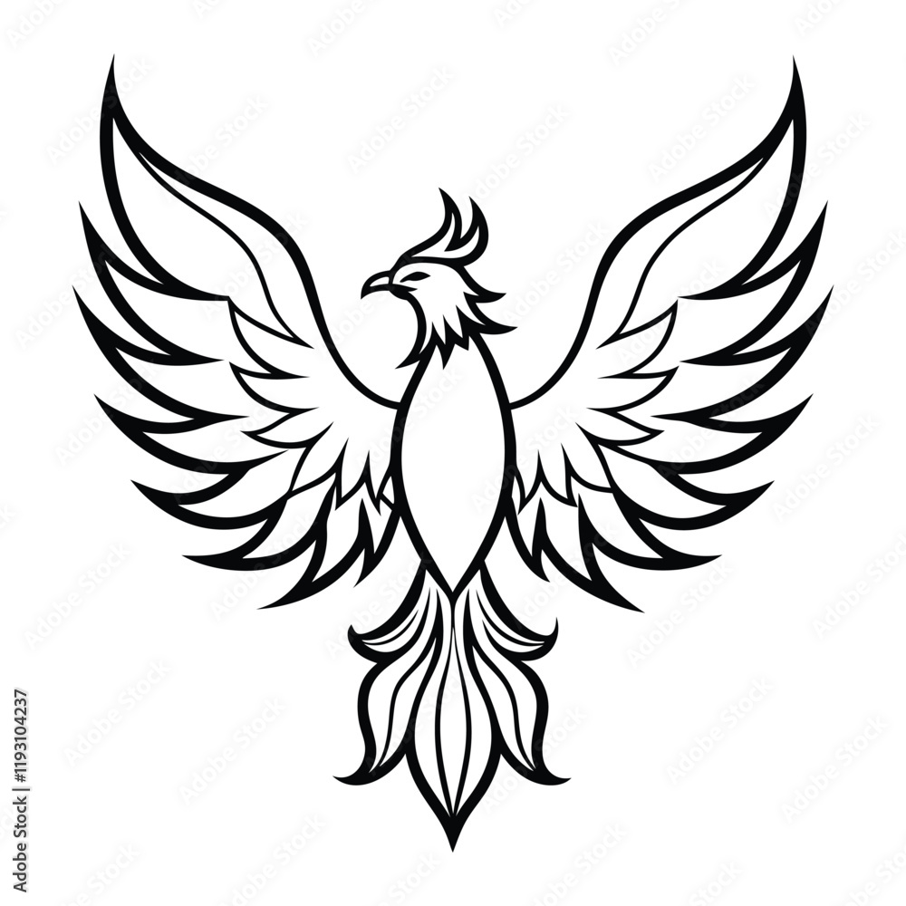 Obraz premium Mythological Phoenix Bird Vector Art for Creative Projects 