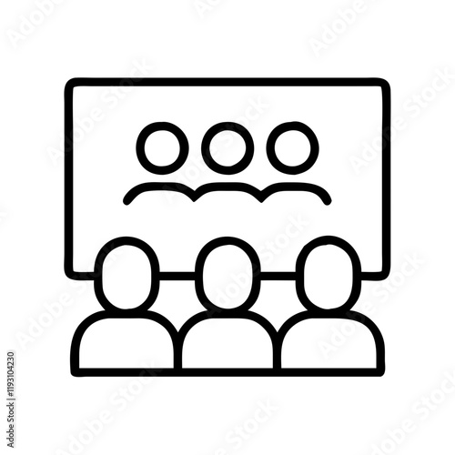 watching a comedy show icon, watching a comedy show line art - simple line art of watching a comedy show, perfect for watching a comedy show logos and icons and themed design