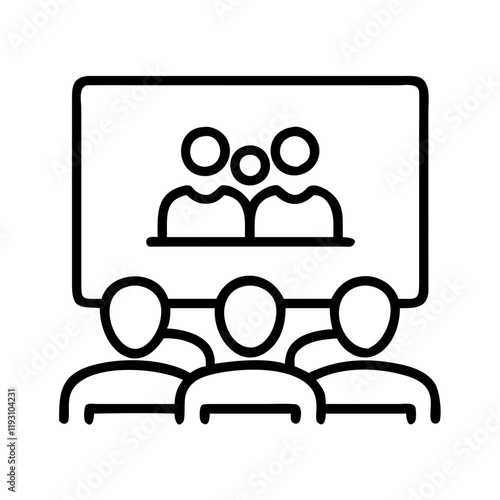 watching a comedy show icon, watching a comedy show line art - simple line art of watching a comedy show, perfect for watching a comedy show logos and icons and themed design