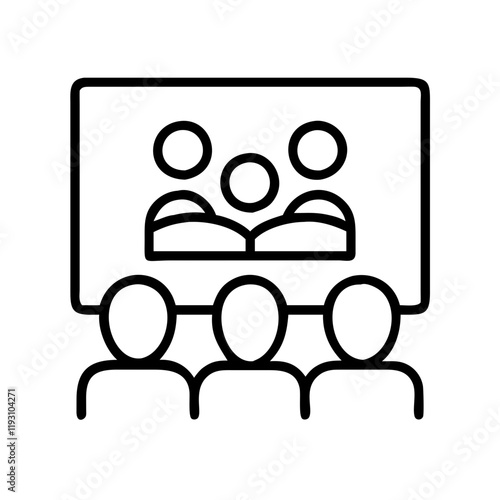 watching a comedy show icon, watching a comedy show line art - simple line art of watching a comedy show, perfect for watching a comedy show logos and icons and themed design