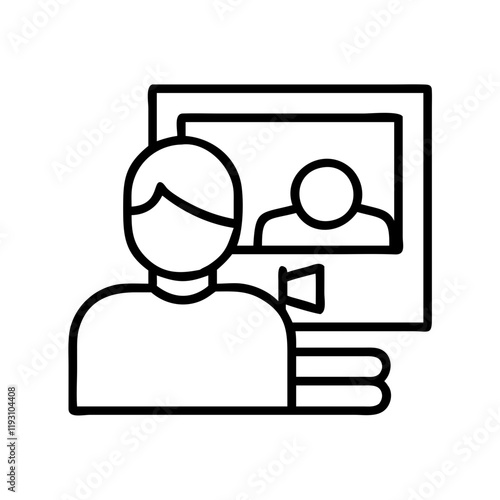 watching a documentary icon, watching a documentary line art - simple line art of watching a documentary, perfect for watching a documentary logos and icons and themed design
