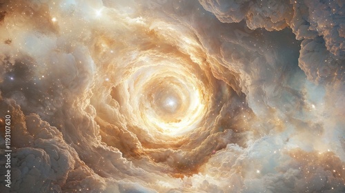 Celestial vision of ezekiel cosmic landscape digital art ethereal clouds spiritual perspective