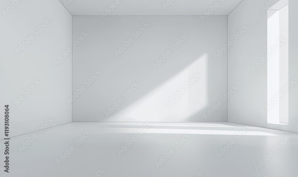 Empty white room with sunlight from tall window, ideal for product placement. Empty white room with sunlight from tall window, ideal for product placement.