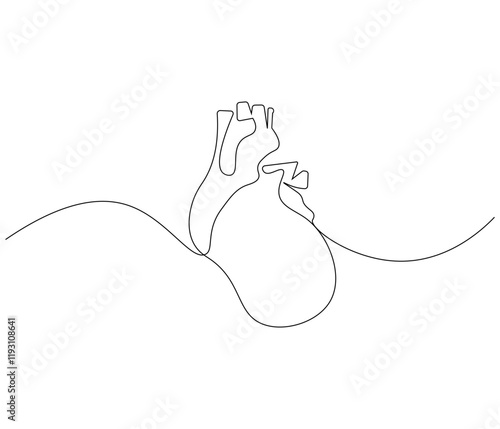 Simple continuous one line drawing of human heart. Single line drawing illustration of heart. Anatomical concept vector art. Doodle line illustration.