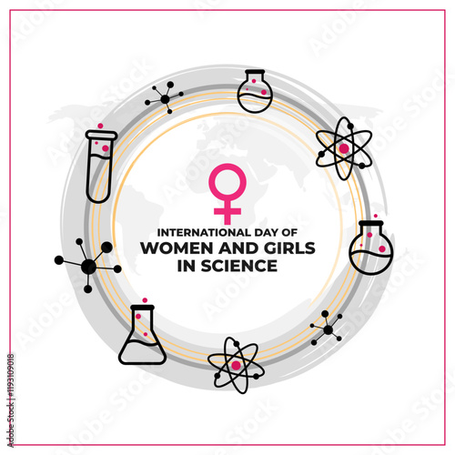 Vector illustration of International Day of Women and Girls in Science social media template