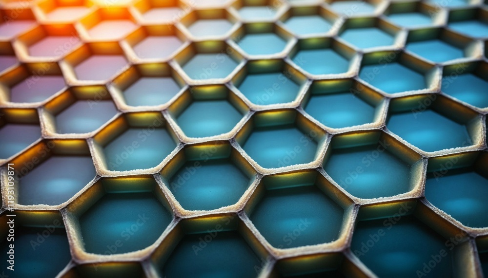Abstract honeycomb texture with frosted glass cells and vibrant backlighting Abstract honeycomb texture with frosted glass cells and vibrant backlighting