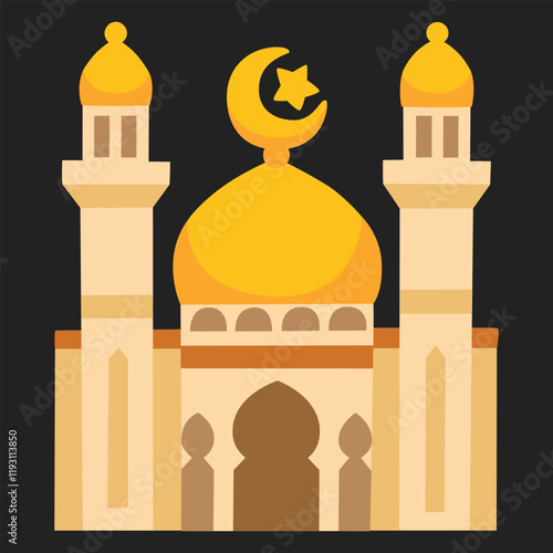 Mosque Vector Icon - Islamic Religious Symbol for Ramadan, Muslim Worship, and Sacred Architecture Design