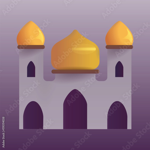 Mosque Vector Icon - Islamic Religious Symbol for Ramadan, Muslim Worship, and Sacred Architecture Design