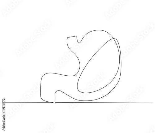 Simple continuous one line drawing of stomach . Single line drawing illustration of stomach. Anatomical concept vector art. Doodle line illustration.