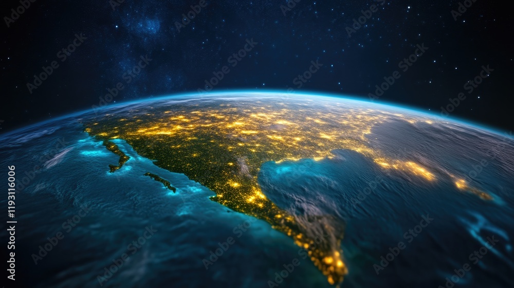 Fototapeta premium Earth's Glowing Oceans from the Moon