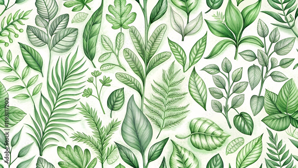 Fototapeta premium seamless pattern with green leaves